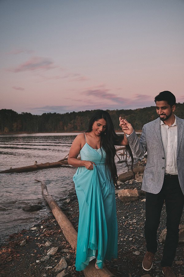 Eloping couple during blue hour