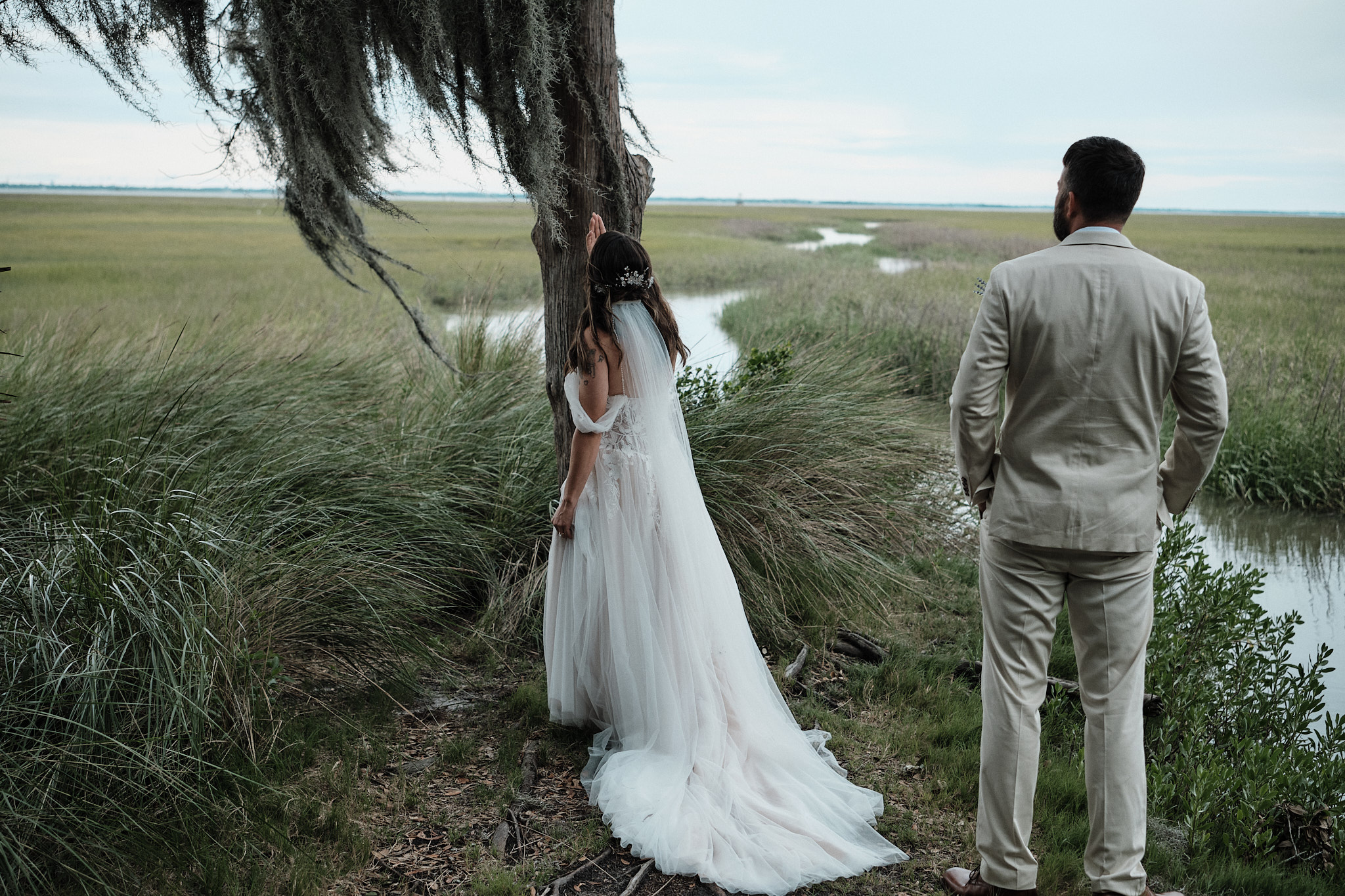 Couple taking in the environment on their elopement day.