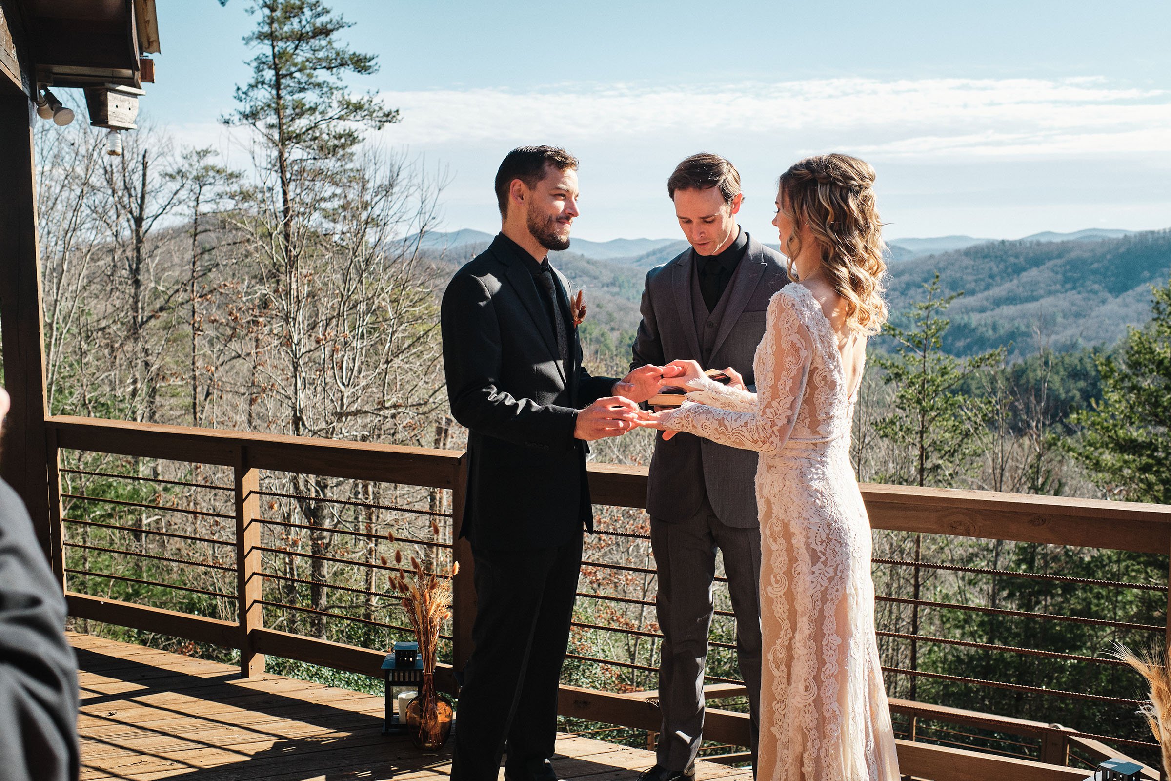 Couple Getting Married at Cabin