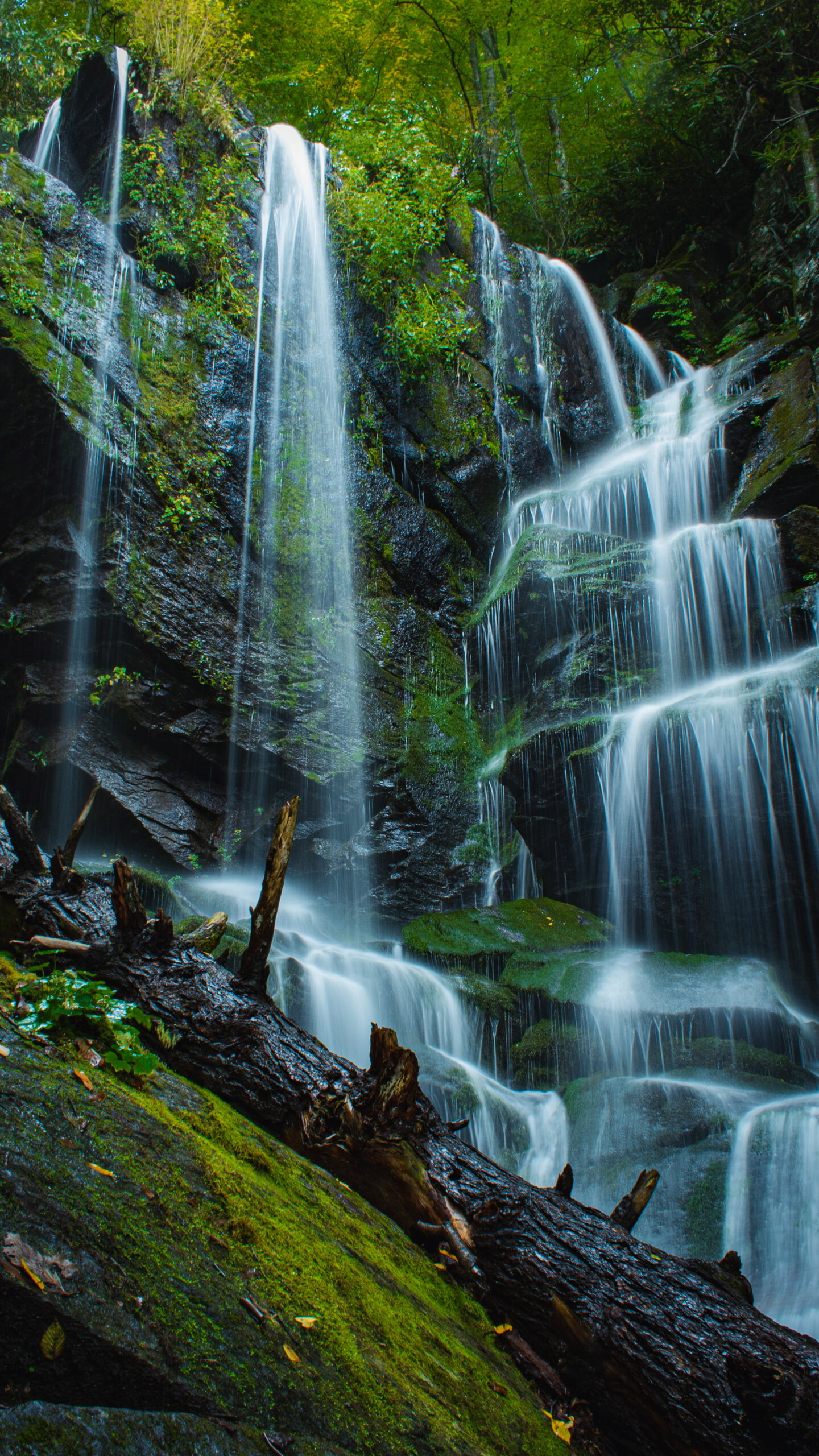 Waterfall cascading down multiple tiers